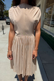 Beige + White Striped Dress
