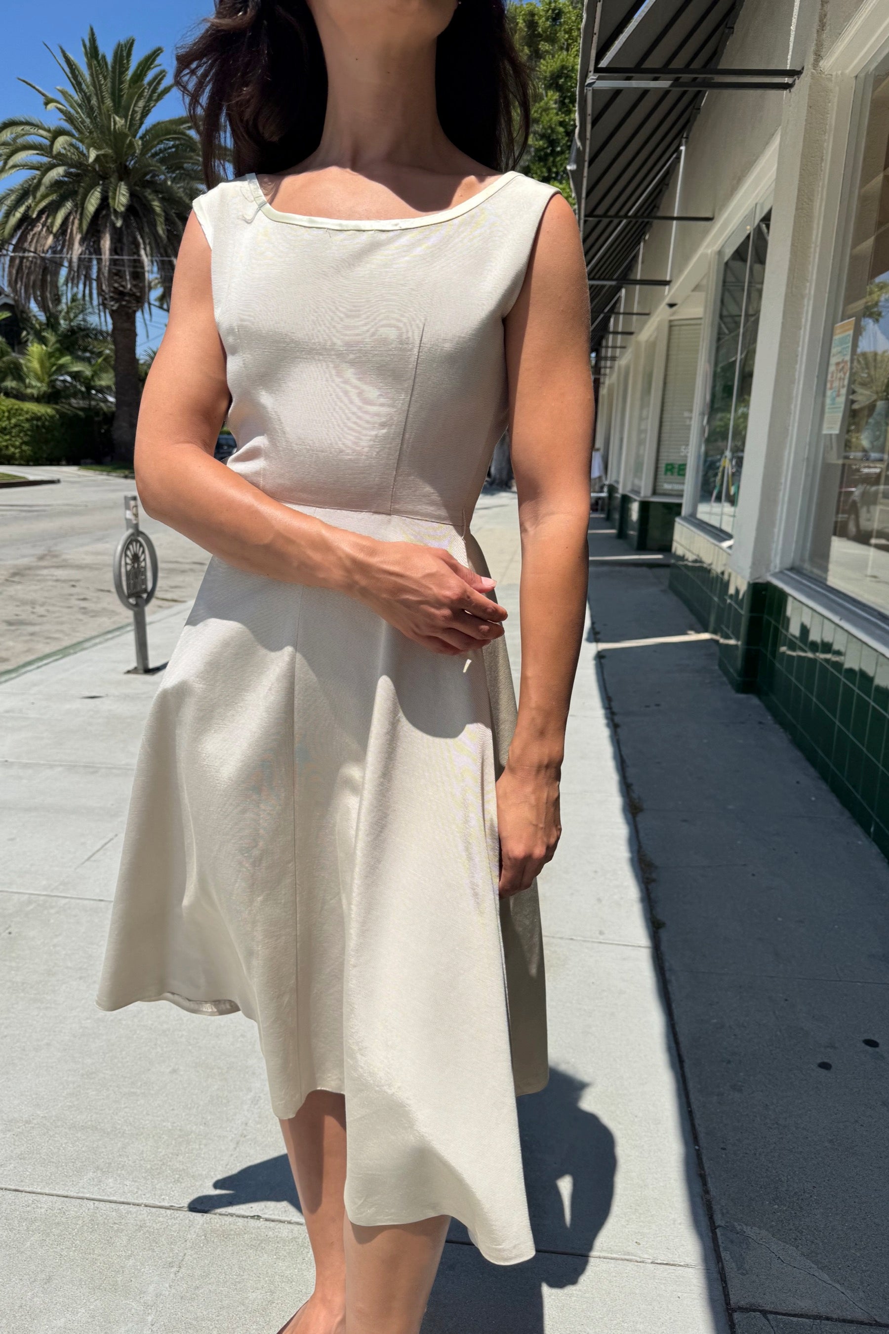 beige party dress Emma sequin rhinestone / Festival Dress Featuring a round neckline and sleeveless design Beige Party Dress by Prism