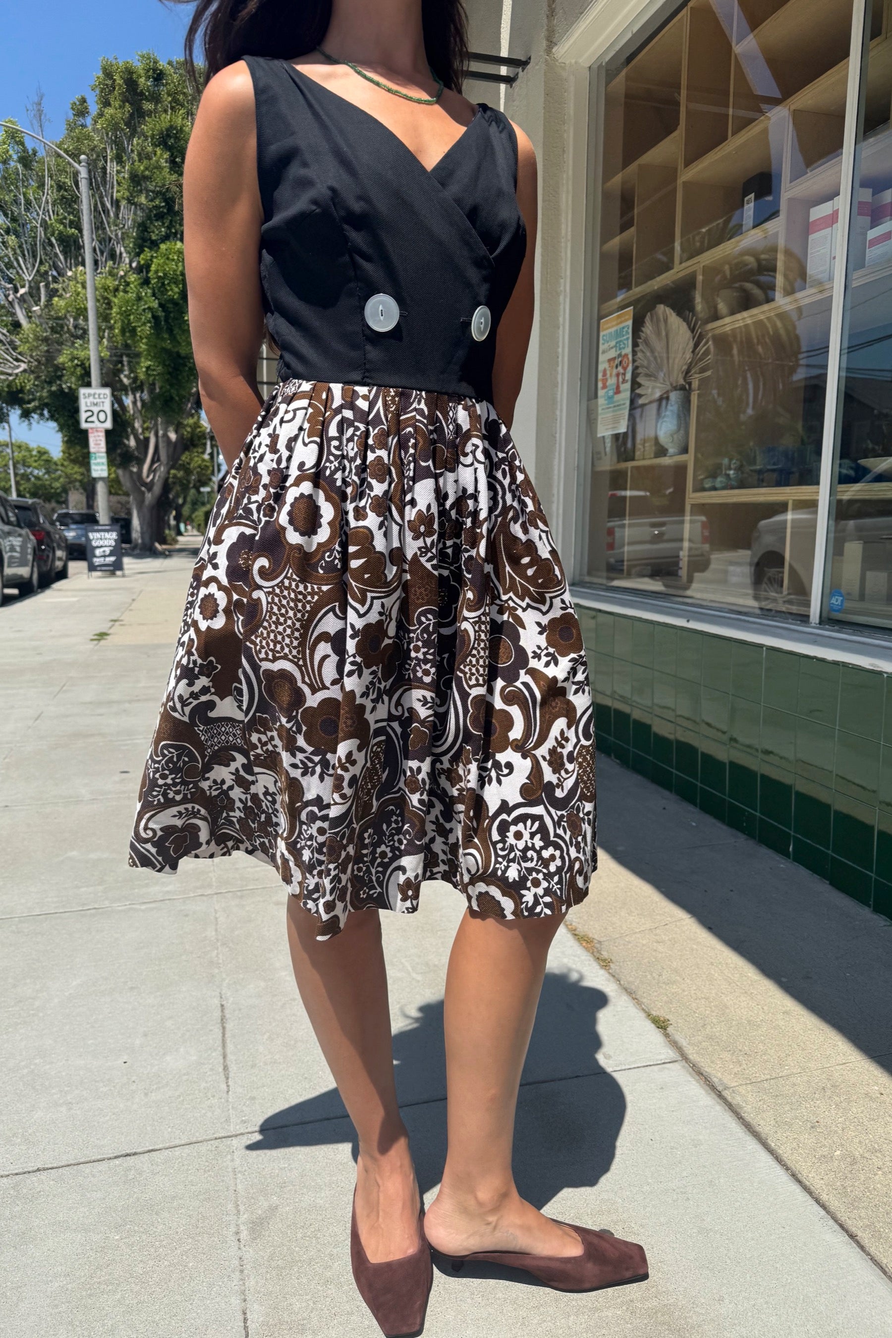 Black + Brown Paisley Dress by Prism Boutique Black + Brown Paisley Dress by Prism Boutique