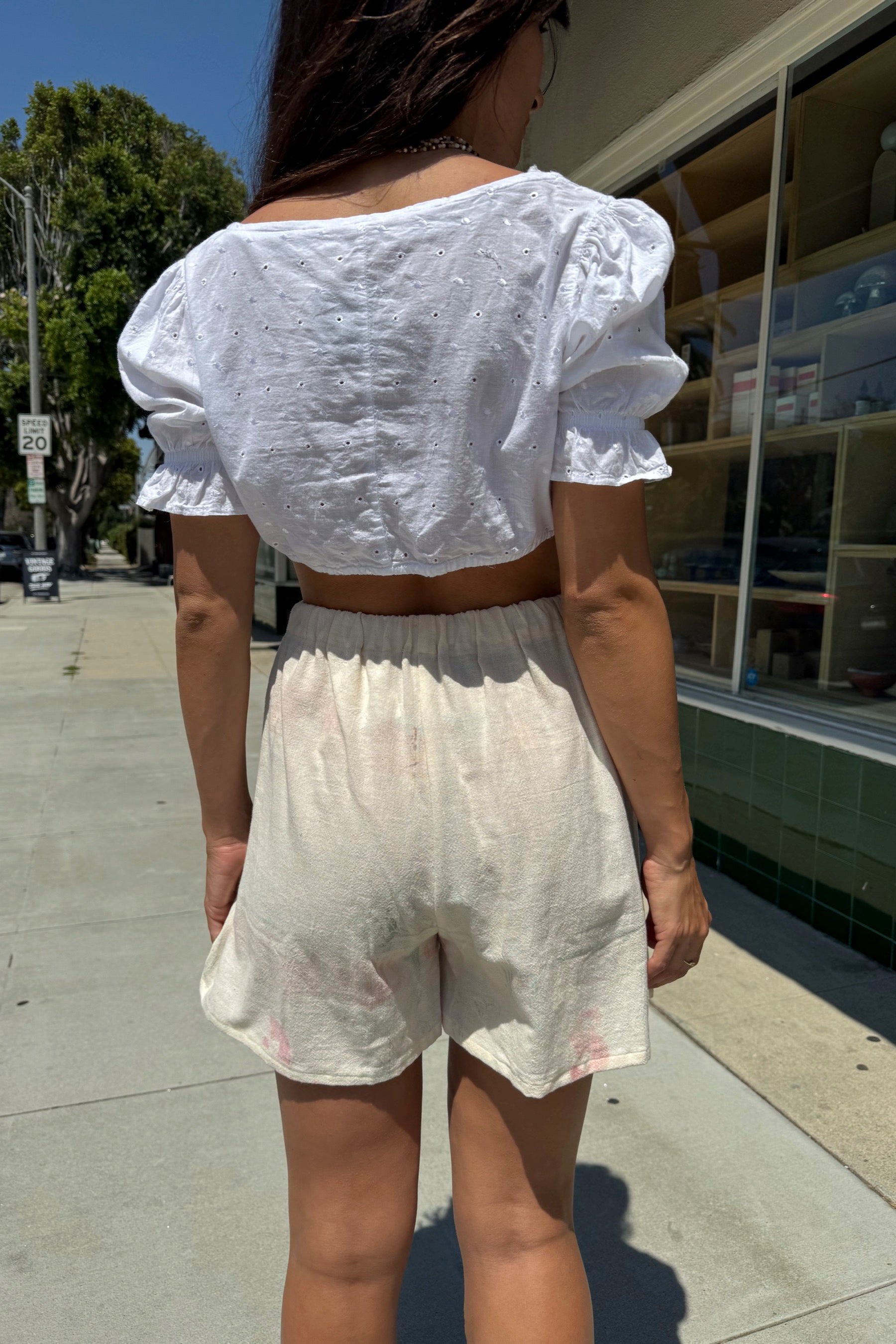 White Cotton Eyelet Crop Top