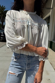 Ivory + Pale Blue Bed Jacket