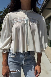 Ivory + Pale Blue Bed Jacket