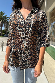 Leopard Sheer Button Up
