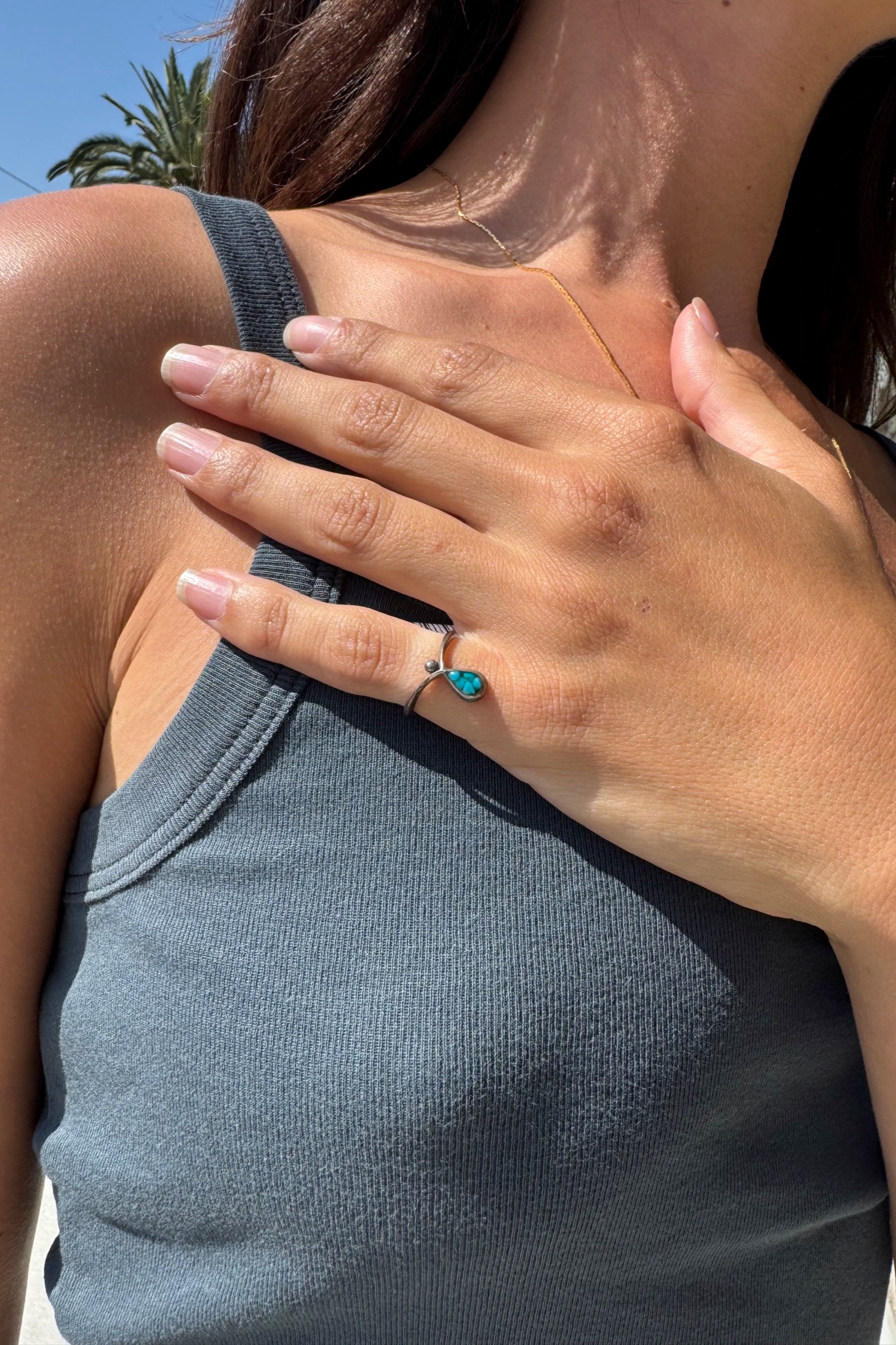 Sterling Turquoise Teardrop Ring