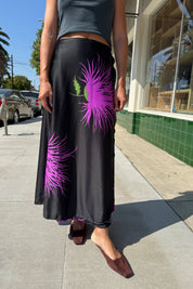 Black Floral Wrap Skirt