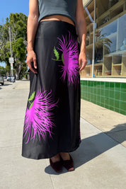 Black Floral Wrap Skirt