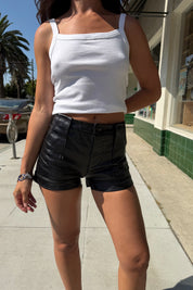 Black Leather Parr Shorts