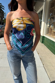 Navy Bright Floral Scarf