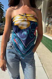 Navy Bright Floral Scarf
