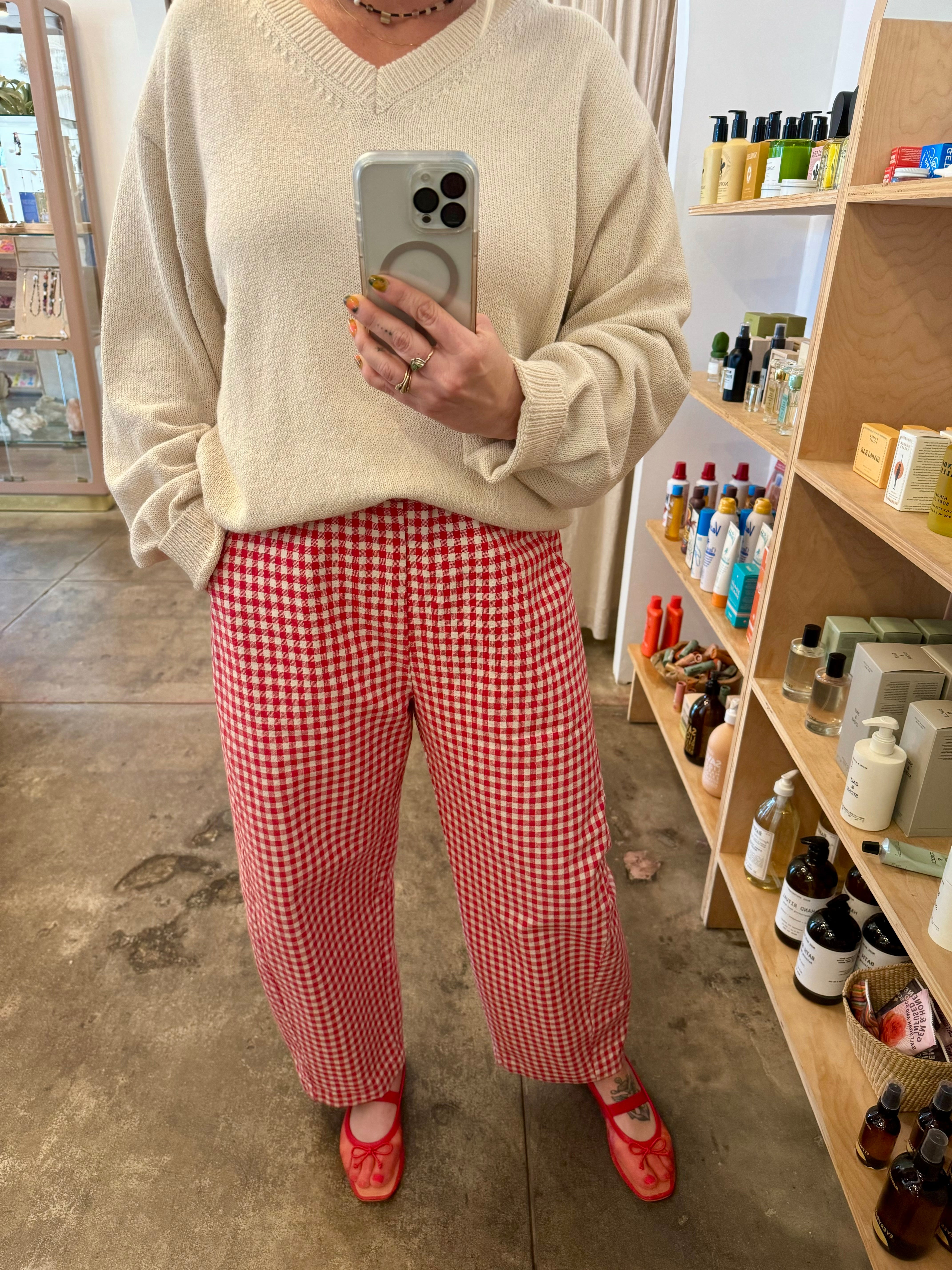 Red Gingham Arc Pant – Prism Boutique