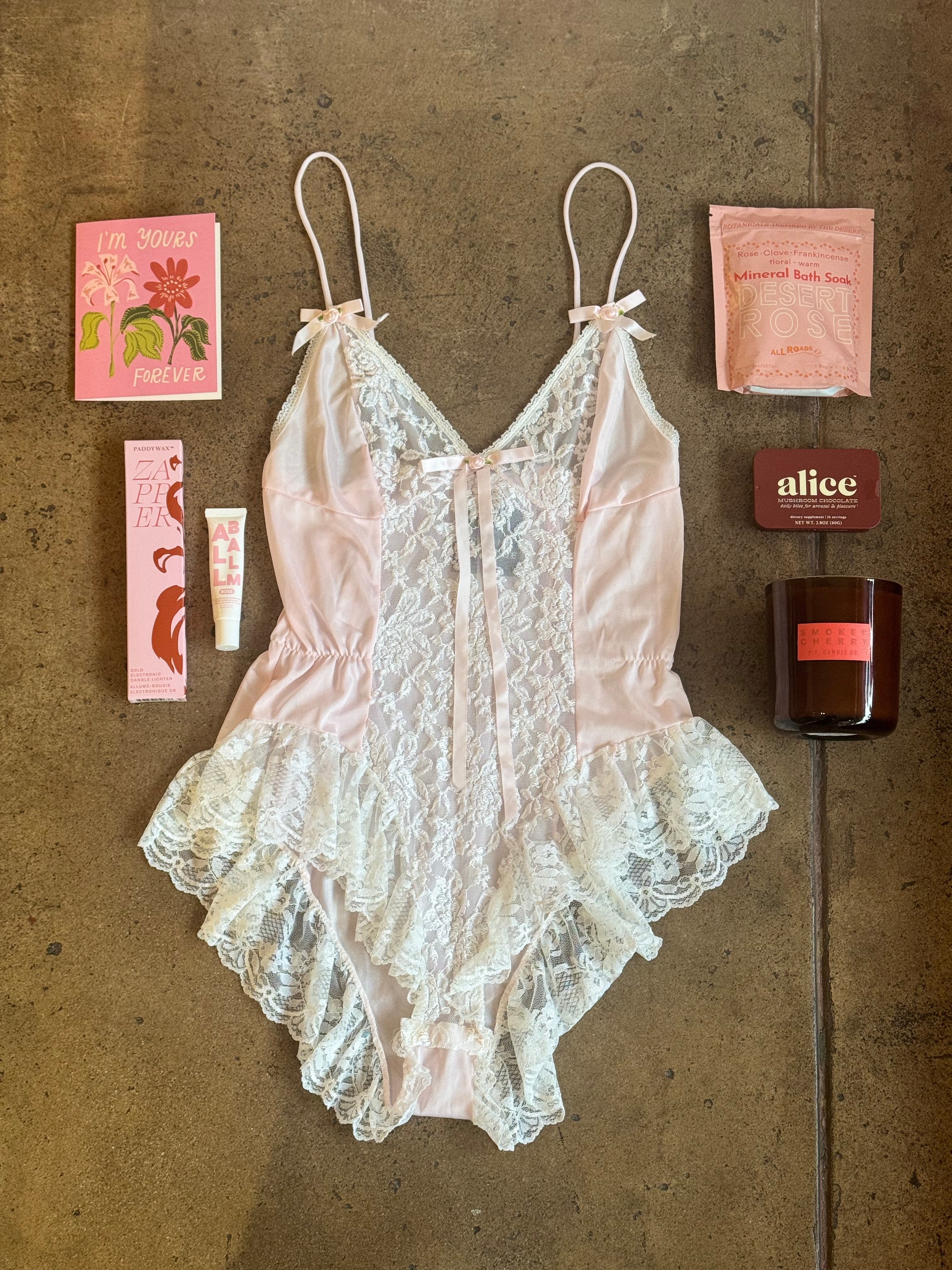 Pale Pink Lace Romper