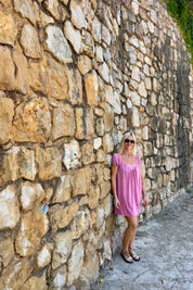 Sunset Pink Bo Silk Dress