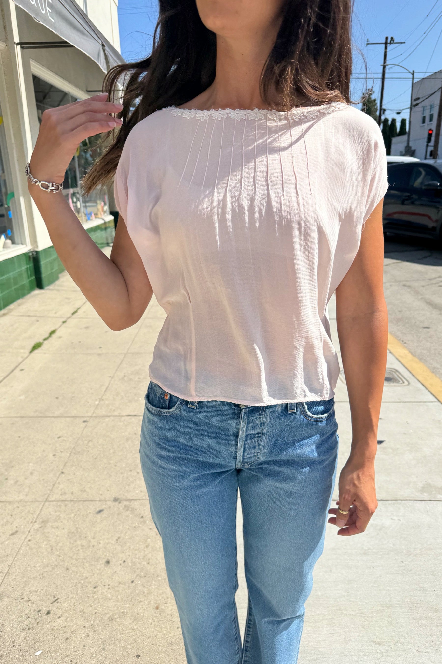 Pale Pink Silk Blouse