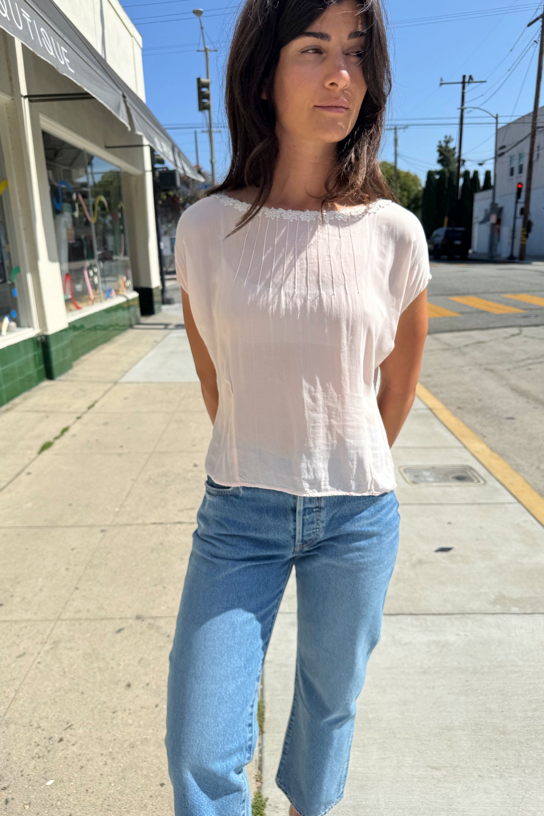Pale Pink Silk Blouse