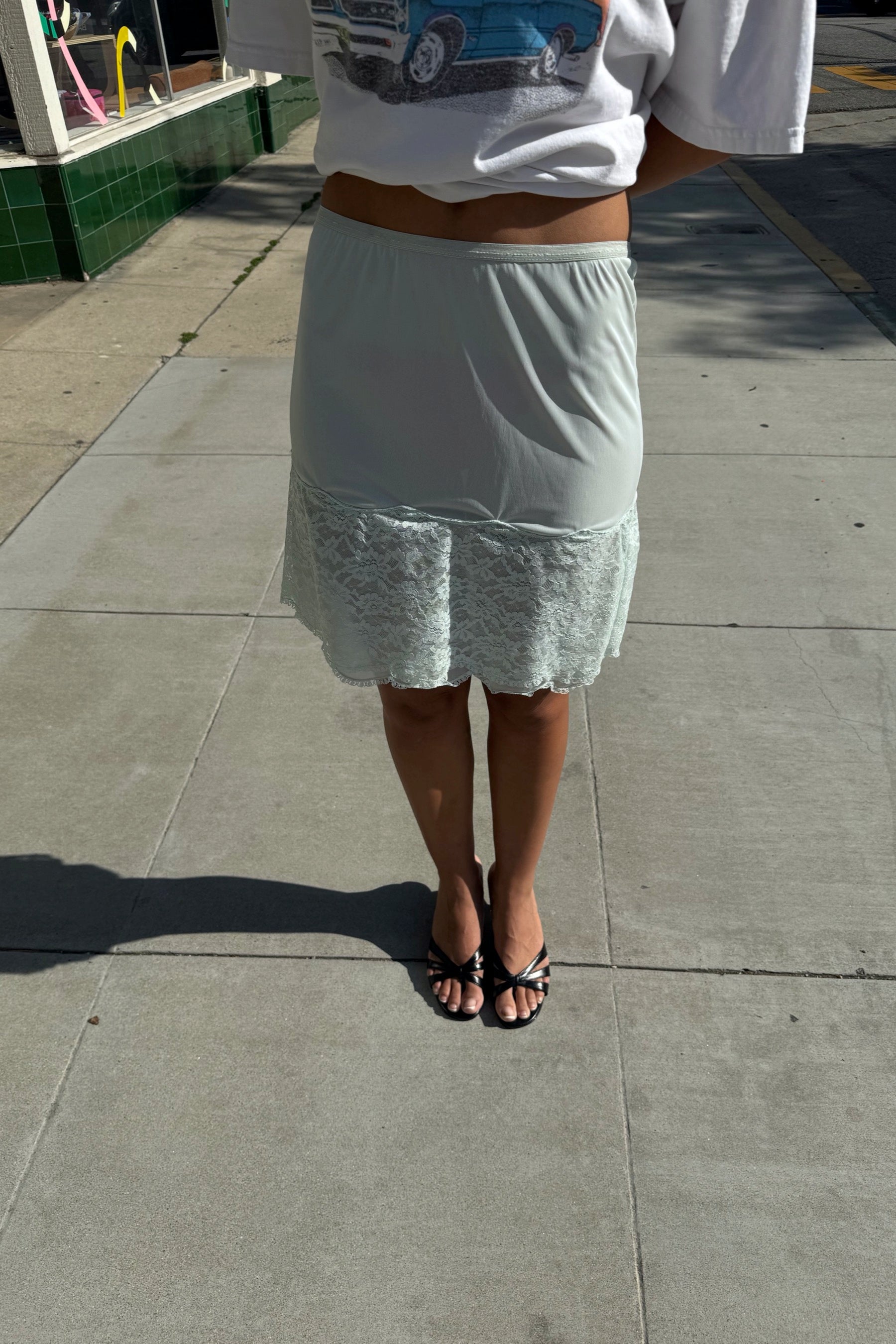 Baby Blue Lace Slip Skirt