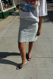 Baby Blue Lace Slip Skirt