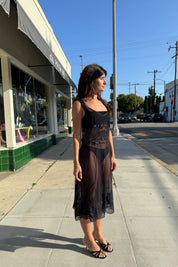 Black Sheer Lace Slip Dress