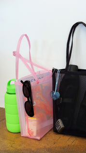 Black Mesh Zip Tote