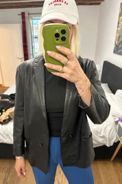 Black Leather Short Blazer
