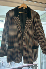 Houndstooth + Green Velvet Jacket