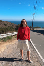 Red Apple Pointelle Sweatshirt