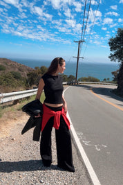 Black Bow Neck Short Sleeve