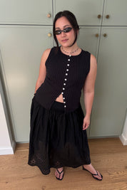 Black Embroidered Cardiff Skirt