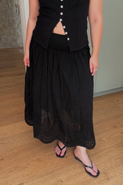 Black Embroidered Cardiff Skirt
