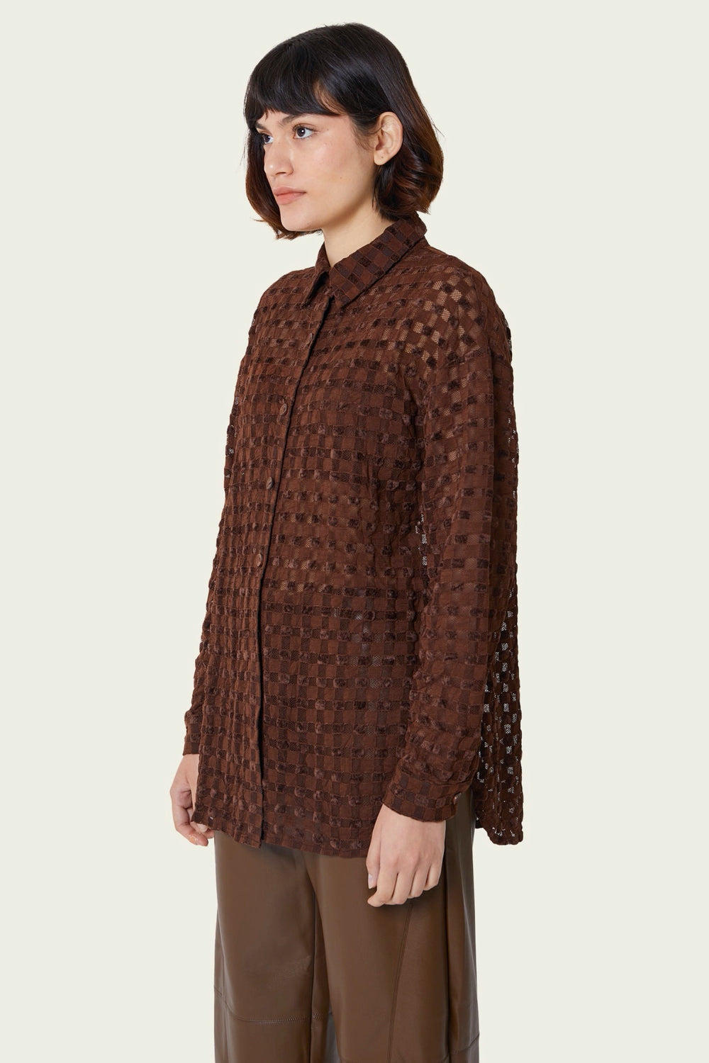 Chocolate Harmony Checkered L/S Button Down