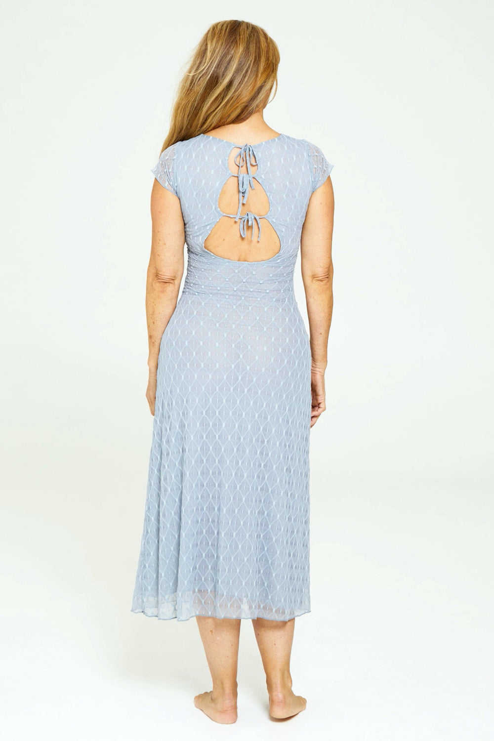 Cool Blue Geo Lace Dress — Prism Boutique