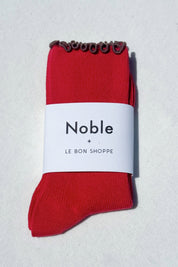 Paprika + Brown Ruffled Socks