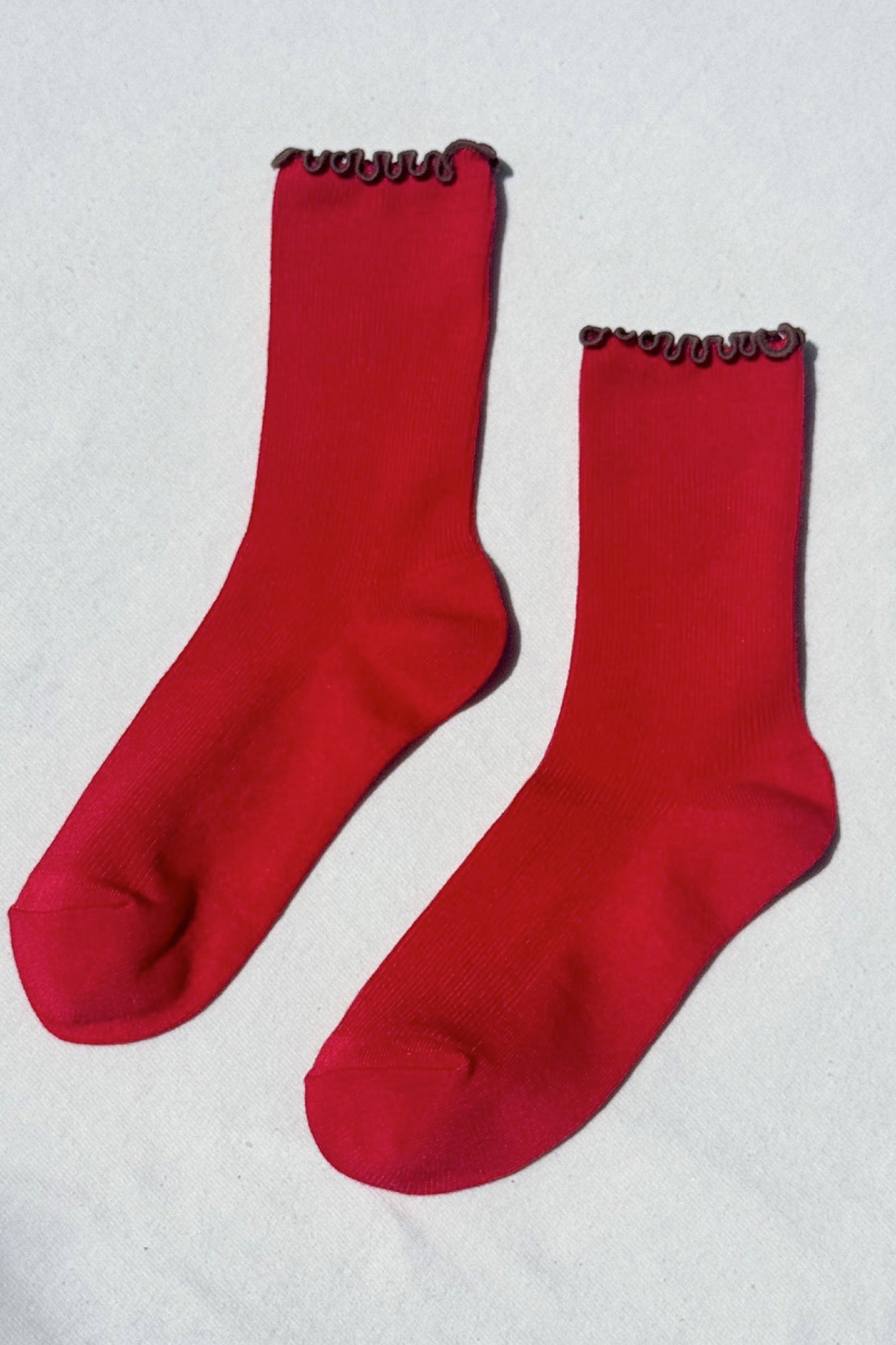 Paprika + Brown Ruffled Socks