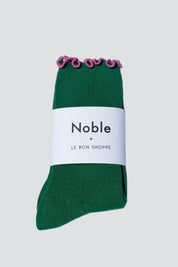 Spinach + Pink Ruffled Socks