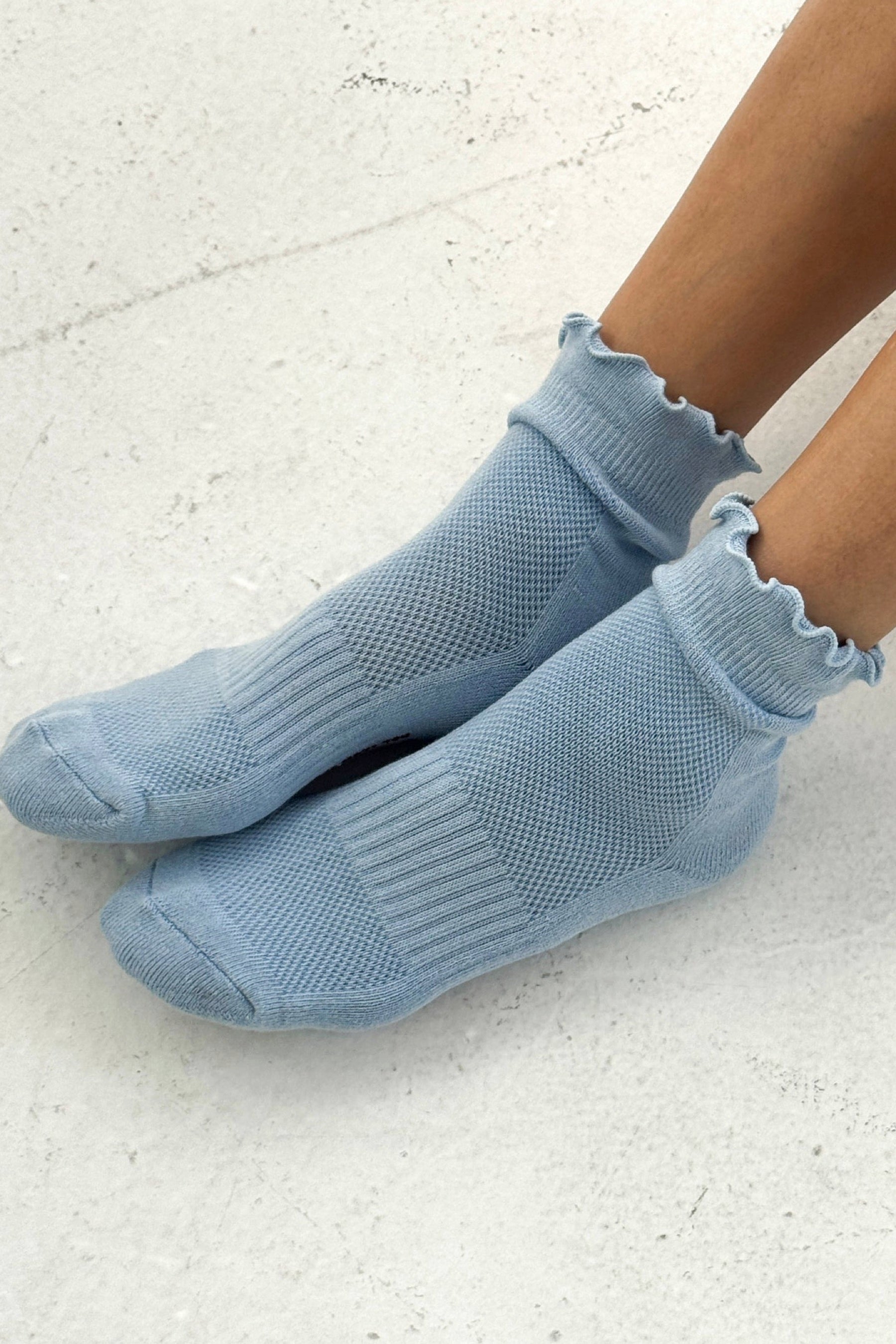 Periwinkle + Red Ruffled Hugger Sock