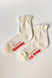 Vanilla + Red Ruffled Hugger Sock