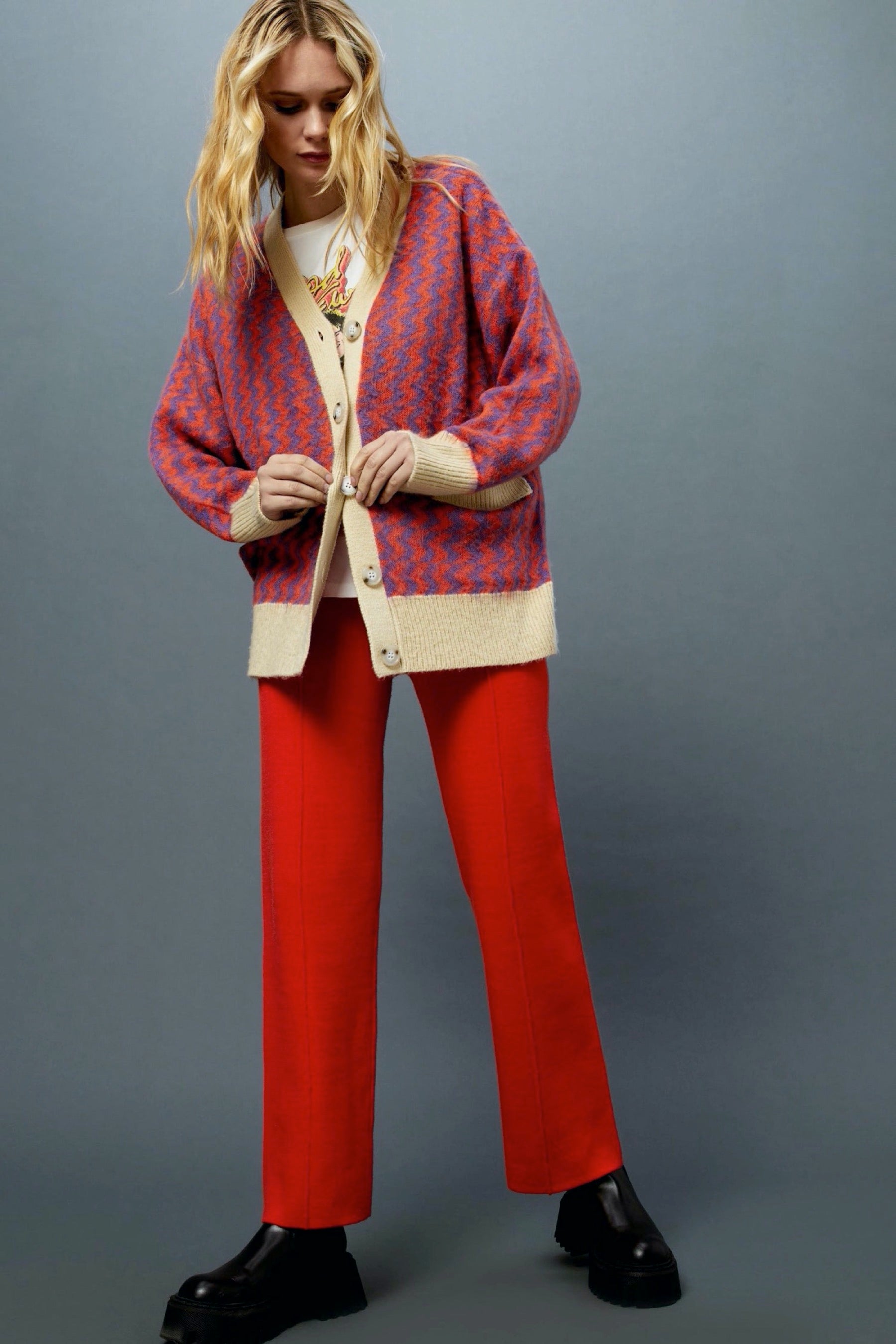 Violet Orange Zig Zag Cardigan