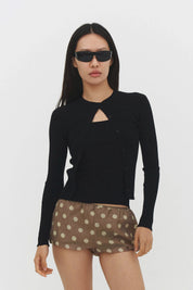 Black Ribbed Knit Cardigan