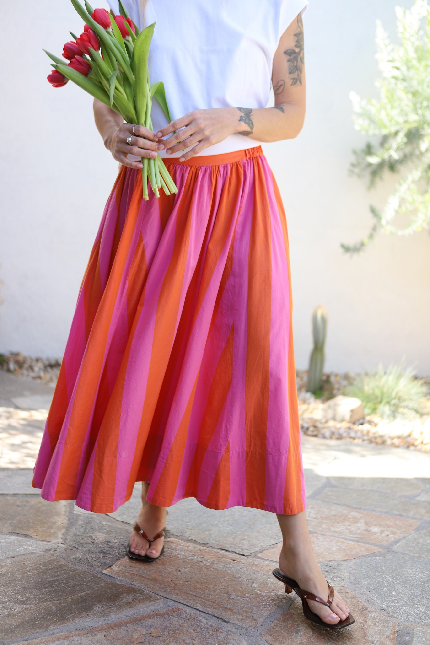 Pink Stripe Lowen Midi Skirt – Prism Boutique