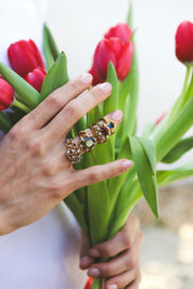 Gold Ornate Stones Ring
