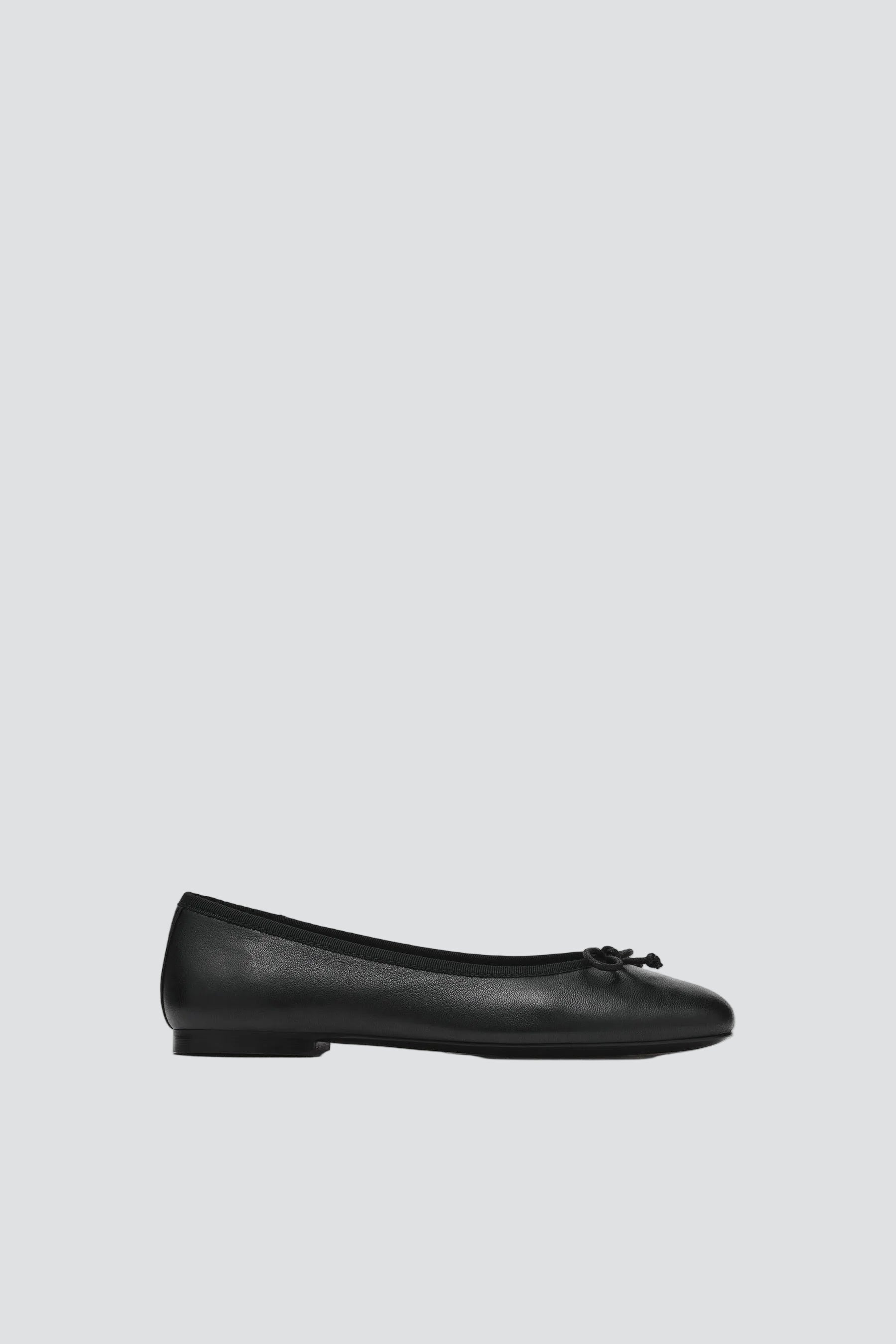 Black Leather Selma Flat