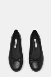 Black Leather Selma Flat