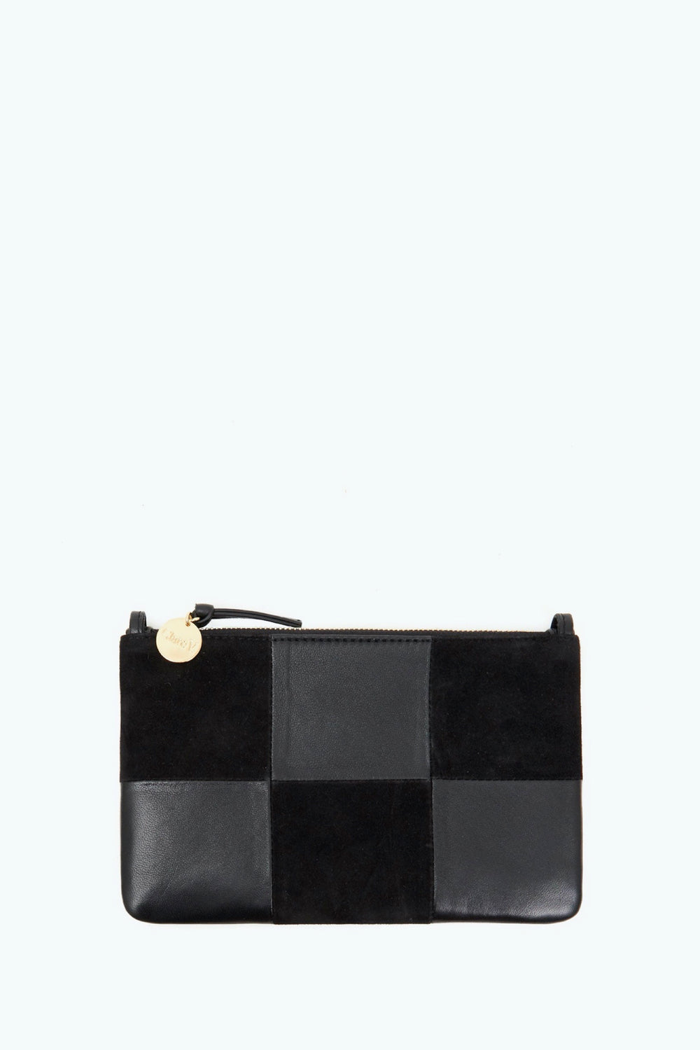Black Suede & Nappa Patchwork Wallet Clutch
