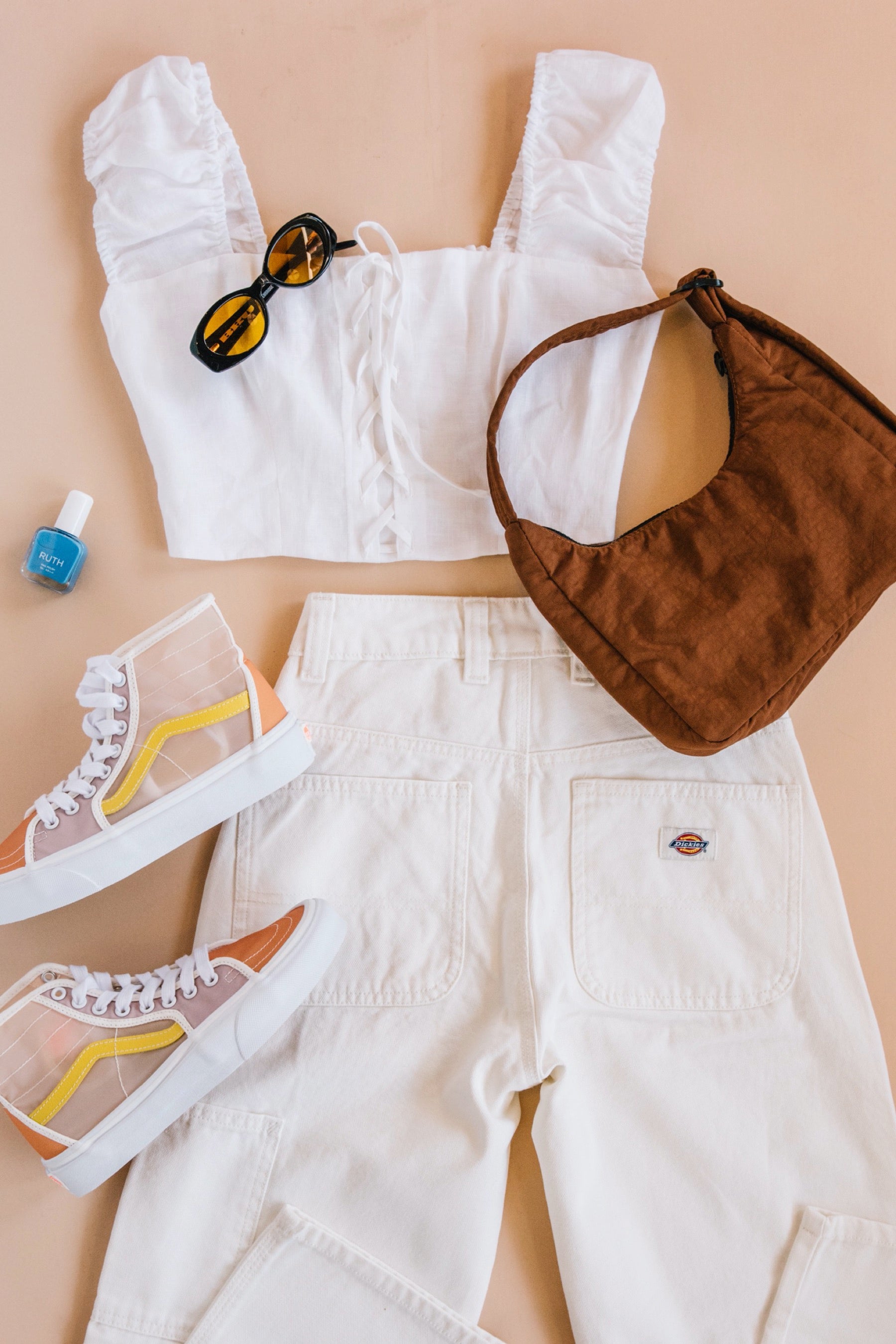 Brown Mini Nylon Shoulder Bag