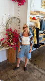 Perwinkle Classic Wide Stripe Crew