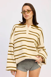 Olive Stripe Seaport Sweater