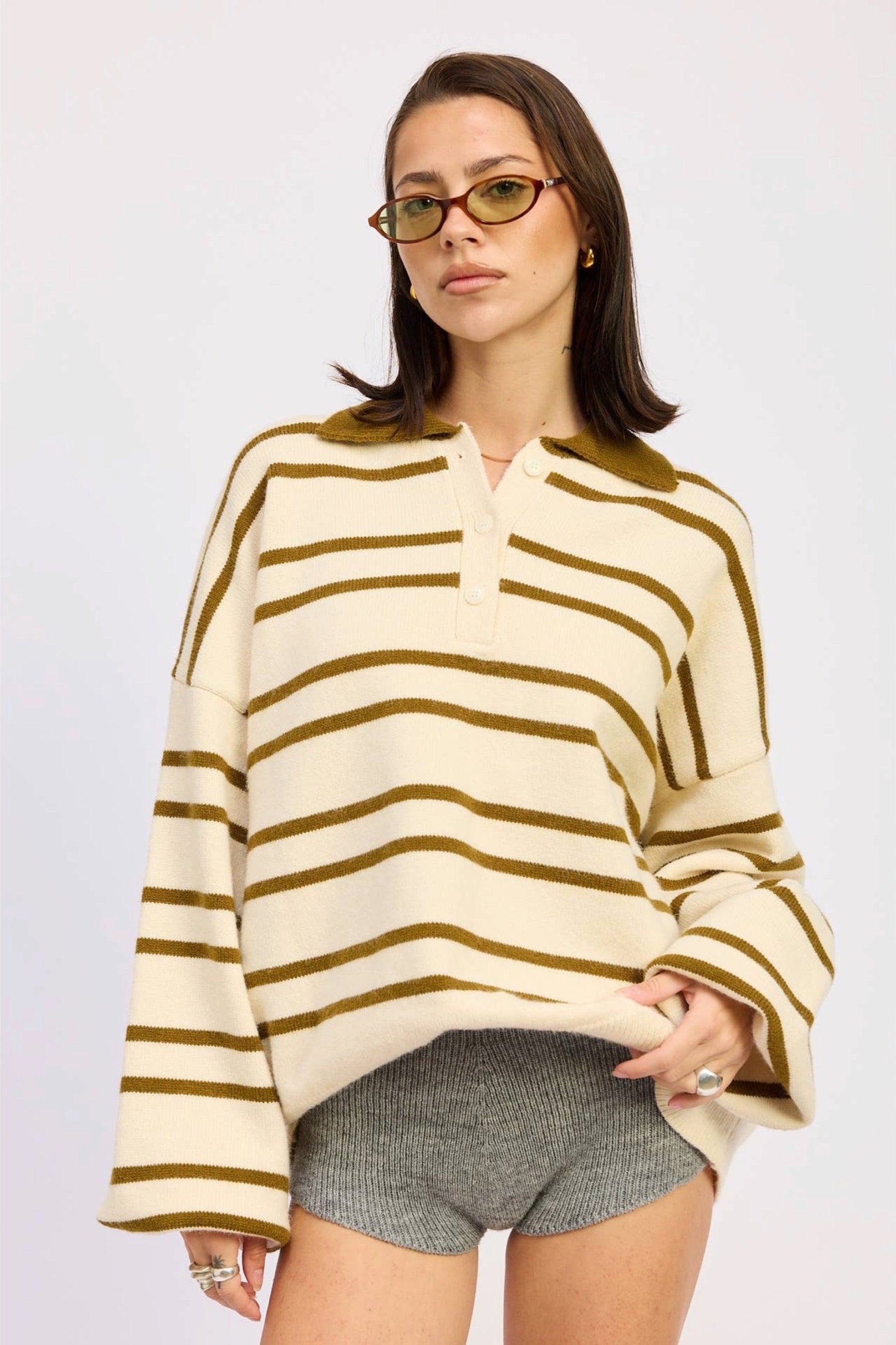 Olive Stripe Seaport Sweater