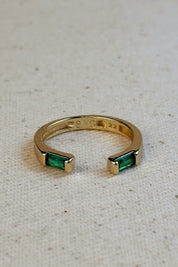 Gold Emerald Open Ring