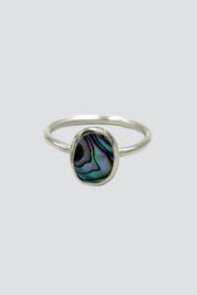 Silver Oval Abalone Ring