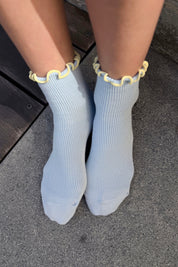 Baby Blue + Butter Ruffled Socks