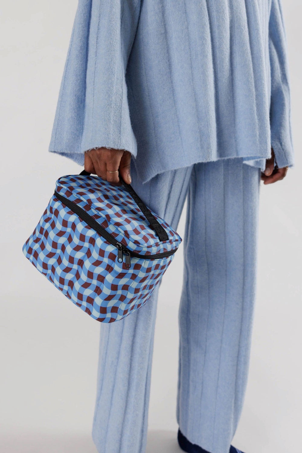 Blue Wavy Gingham Puffy Lunch Bag